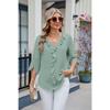 New, Hot-selling, Chiffon Shirt, Medium-sleeved V-neck Pleated Ruffle Edge Loose Women's Top