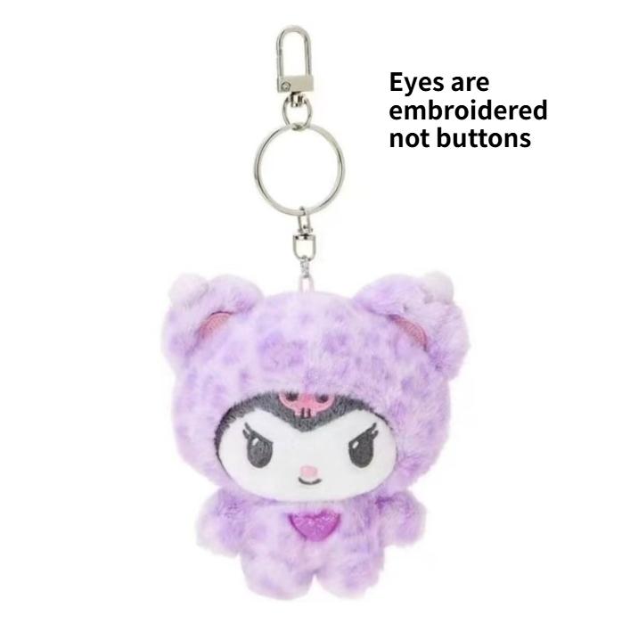Sanrio Leopard Print Bear Series Hello Kitty Plush Keychain Bag Pendant Ornament Sweet Birthday Gift For Kids And Girls
