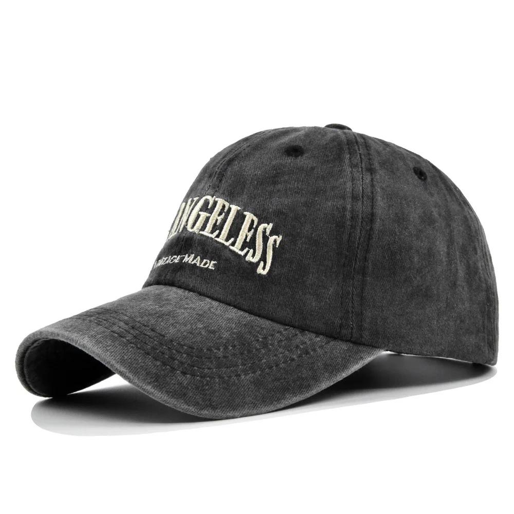 Bavlněná Retro Vintage Baseballová Čepice Pánská Dámská Džínová Vyšívaná Písmena Klobouk Bavlněná Měkká Vrchní Čepice Ležérní Retro Unisex Klobouky