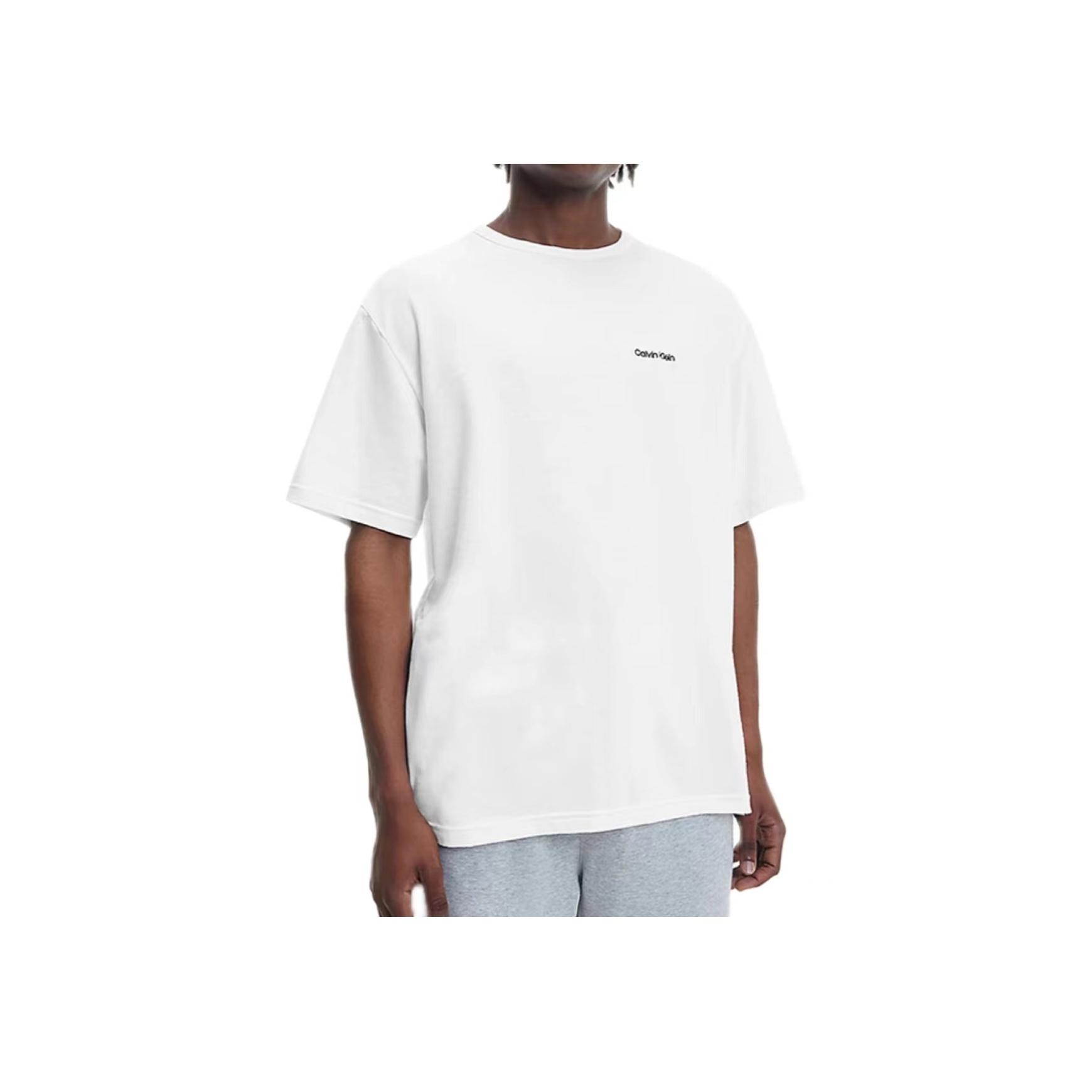 

Calvin Klein Solid Color Letter Logo Print T-Shirt Unisex Tops White NM2298E-100 L