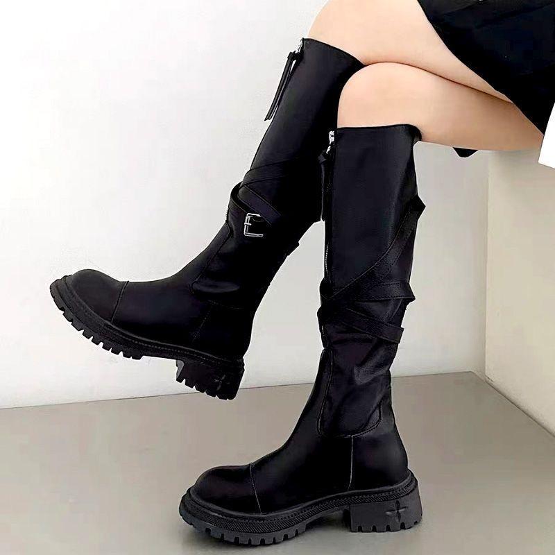 Premium sense versatile Xiaoxiangfeng Martin boots French comfortable round head two wear high boots children 2025 new models