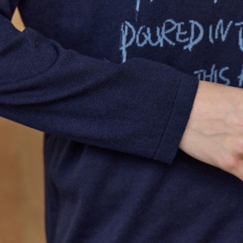 Maxza Lettering Round Neck Knit   Stripe Shawl Set Ze11qk013na