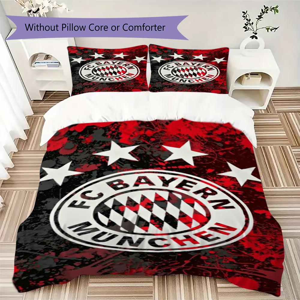 Set Copripiumino Trapuntato con Fantasia FC Bayern Monaco Copripiumino Federa Decorazione per la Casa Regalo di Compleanno (1 * copripiumino + 2 * federe senza imbottitura)45
