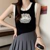 Women's Summer Ice Silk Camisole Vest - National Style Embroidered Knit Top
