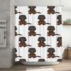 Black and Brown Dog Pattern Shower Curtain Waterproof Fabric Bath Decor Rectangular Shape