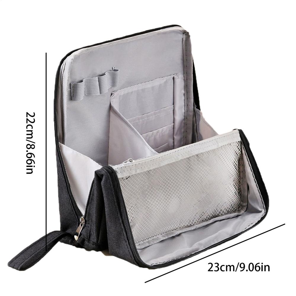 Stand Up Makeup Bag Toiletry Bag Oxford Cloth Waterproof Case Storage Standing Organizer with Multiple Compartments