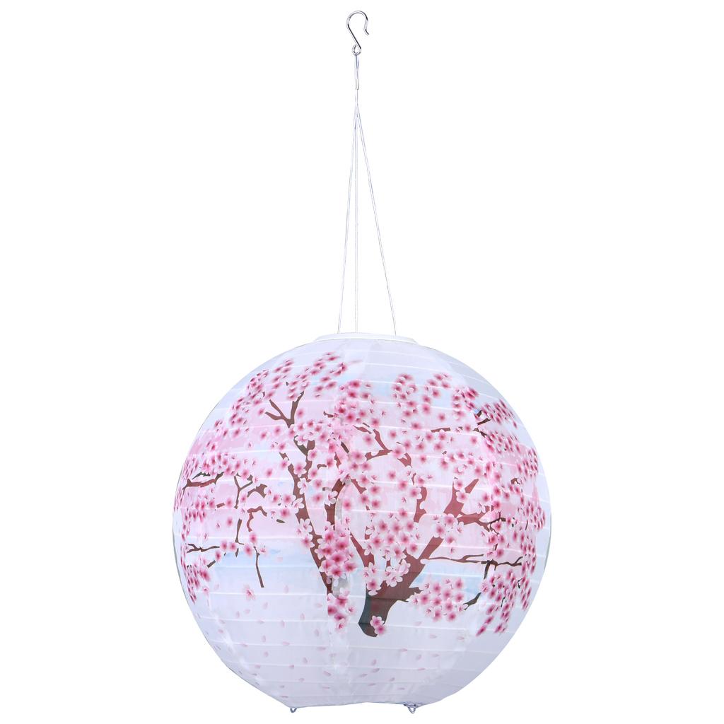 LED Solar Lantern Nylon Colth Solar Powered Cherry Blossom Lights Chinese Traditional Hanging Lanterns for Patio Garden Decor
