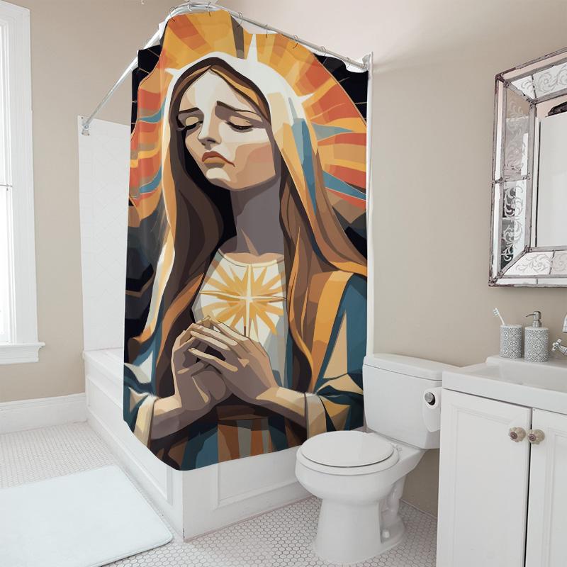 Tuniu Elegant Prayerful Virgin Mary Bathroom Shower Curtain Backdrop Divine Art Deco Wall Hanging