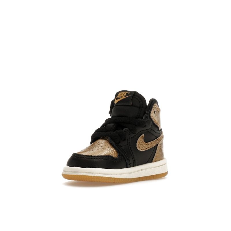 Air Jordan 1 Retro High OG TD Black Gold Baby Sneakers Metallic-Gold Sail FD1413-071