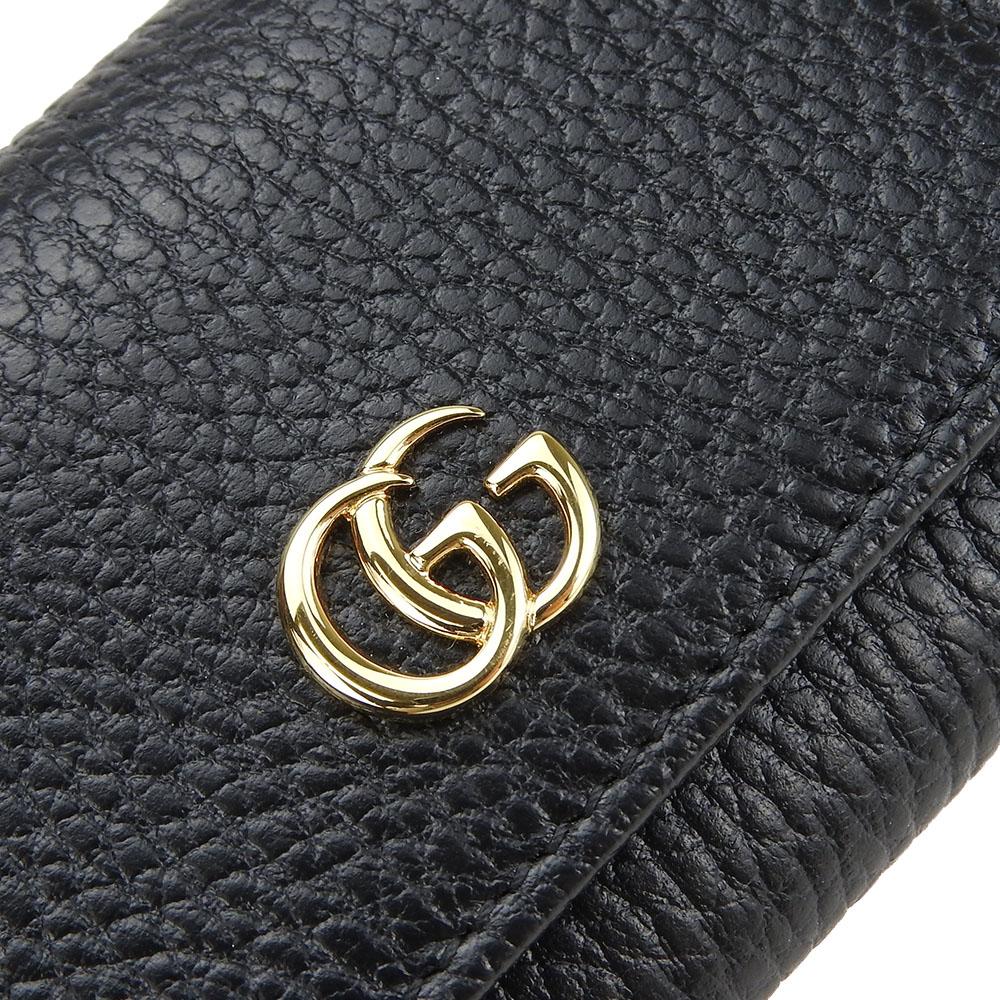 Used GUCCI Tri-fold wallet 644407 GG Marmont leather black black Compact wallet