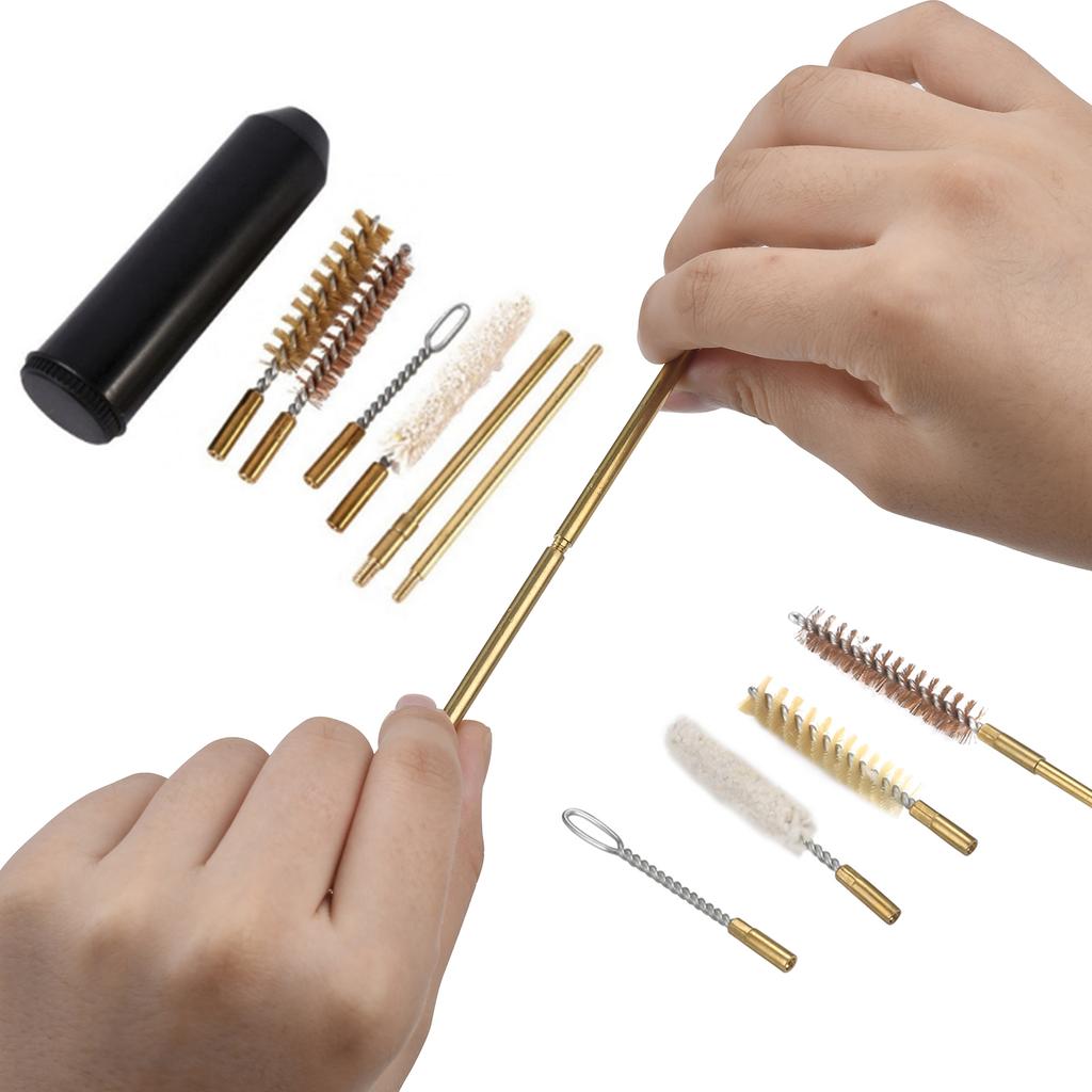 7 Pcs Pocket Size Cleaning Kit with Detachable Brass Rod Hand Gun Rod Brush Lightweight for Outdoors Indoors Adults Cleaning Use