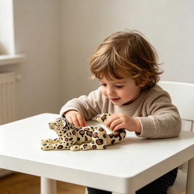 3D Printed Snow Leopard Figurine Movable Joints Leopard Figure Stress Relief Wild Animal Fidget Toy Home Office Desktop Decoration Ornament