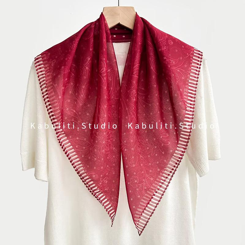 Polka dot small square scarf silk scarf women's matching shirt professional flight attendant neck protection neck circumference neck tulle scarf scarf