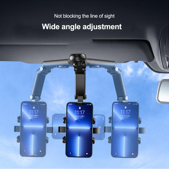 Car Sun Visor Phone Holder Mount 1080 Rotatable Height Angle Adjustable Universal Auto Cellphone Support Bracket Car Interior Accessories
