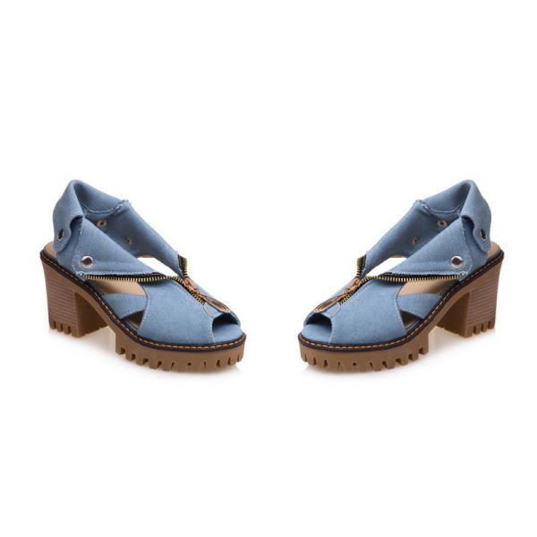 

Мода Мода Женская обувь 2025 Блочный каблук Высокие сандалии Женский Большой размер Роскошь Комфорт Деним Массивный Высокий каблук Девушки Сабо Низкий Кле 35