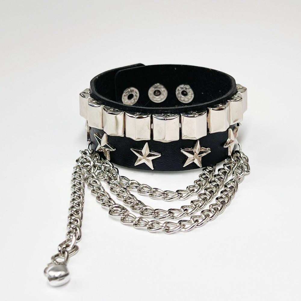 5 pcs Zinc Zinc Alloy Chain Bracelet Spike Star Stud Wristband Rock Style Punk Bracelet Set Gift