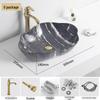 Tengxiang Marble Pattern Ceramic Single Basin Countertop Integrated Sink