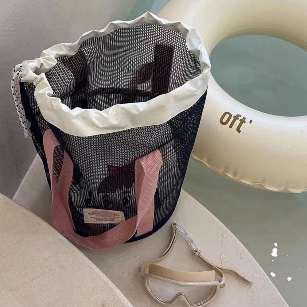 Drawstring Beach Net Bag Ins Mesh Clothing Pocket Lightweight Swimming Mesh Tote Outdoor