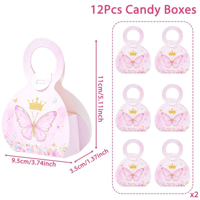 Butterfly Candy Gift Box Pink Purple Butterfly Birthday Party Decorations Kids Wedding Supplies Baby Shower Cookie Biscuit Box
