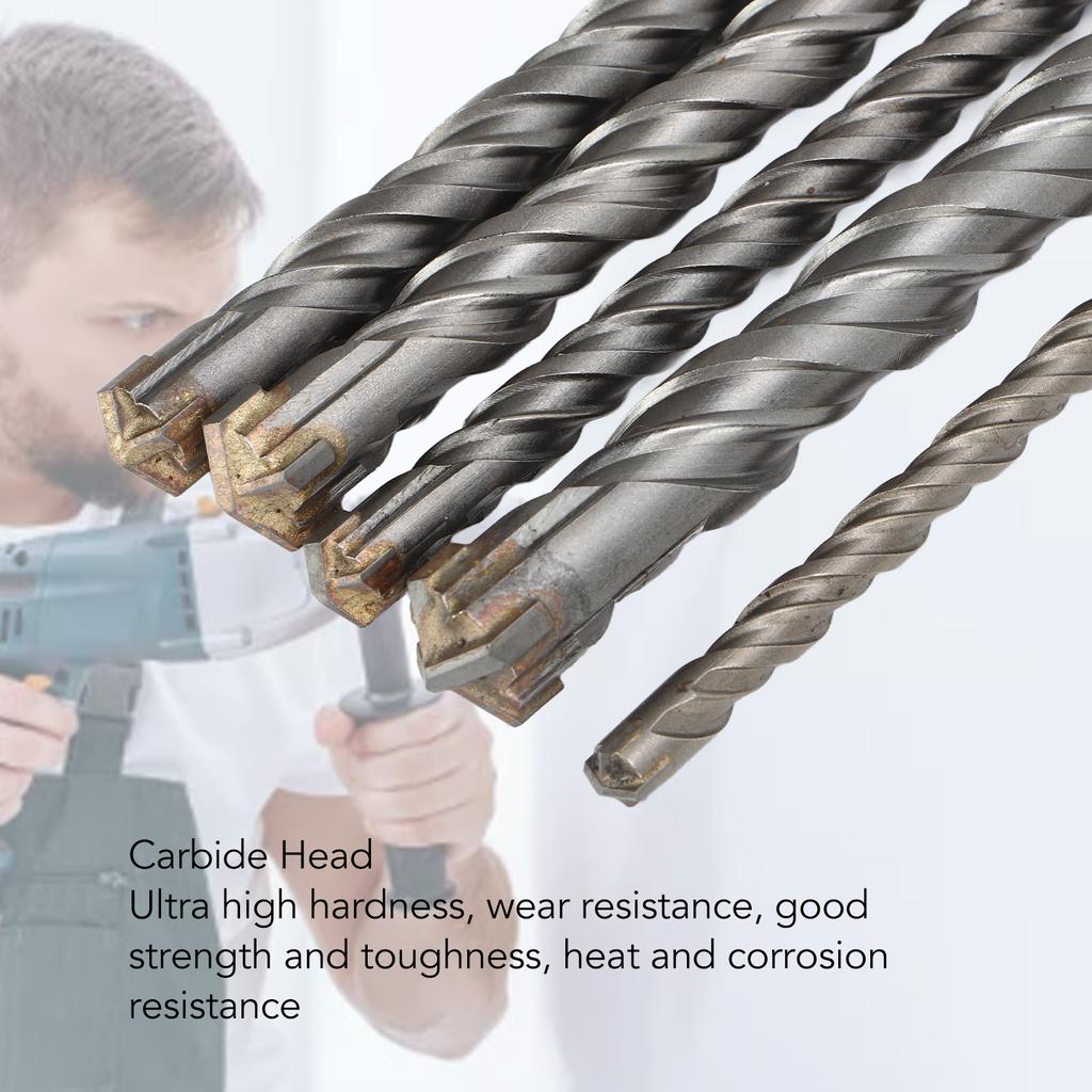 Masonry Drill Bits Carbide Good Strength  210mm Length Spiral 4 Slot High Hardness Rotary Hammer Drill Bit for Concrete