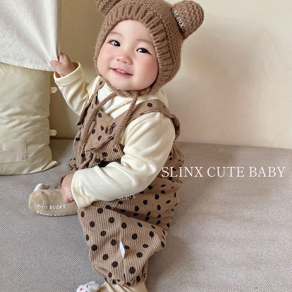 Baby long sleeve romper cute polka dot baby cold easy to change birth birthday PF3281 [SLINX] clothes, + T-shirt, 2-piece set, girls, boys, coveralls,