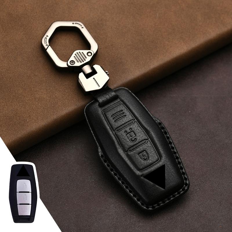 Genuine Leather Protector for Mitsubishi Lancer 10 Outlander Ex Asx Rvr Eclipse Cross Pajero Sport L200 Key Case Cover Fob