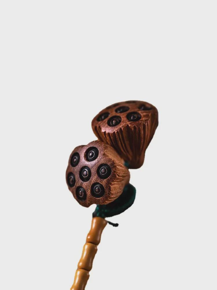 Porte-clés Pendentif Bodhi Lotus Bois de Pêcher - Accessoire Mignon et Créatif pour Hommes et Femmes