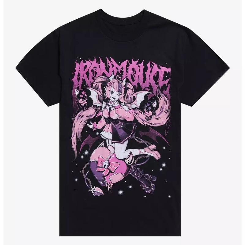 

Ironmouse portrait graphics 100%cotton men s shirt Y2k Short Sleeve Women s fashion hip-hop unisex O-neck T-shirt fan gifts -... S разноцветный