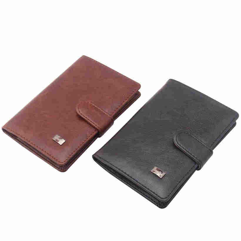 Retro Men Leather Buckle Multifunction Passport Holder Passport Bag Small Wallet Coin Pocket