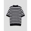 8SECONDS Multi-Stripe Collared Short-Sleeve Knit Black