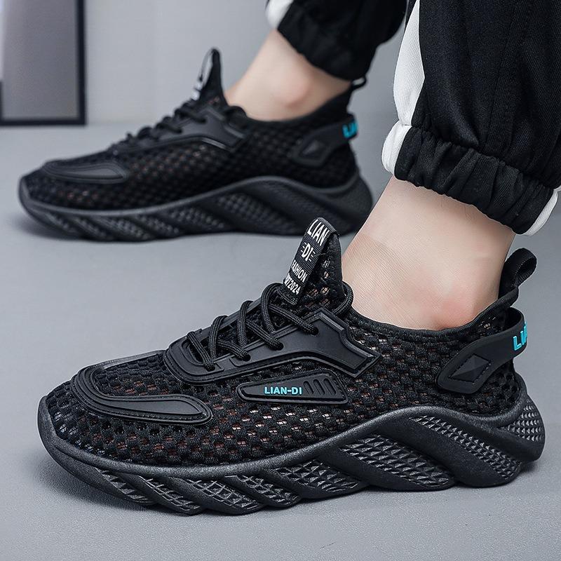 Mens Breathable Mesh Casual Sports Sneakers Fashion Thick Sole Walking Shoes 39 чёрный