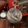 Steampunk Vintage Taschenuhr mit fliegendem Drachen - Bronzene Kette Anhängeruhr für Herren, Einzigartiges antikes Geschenk für Sammler