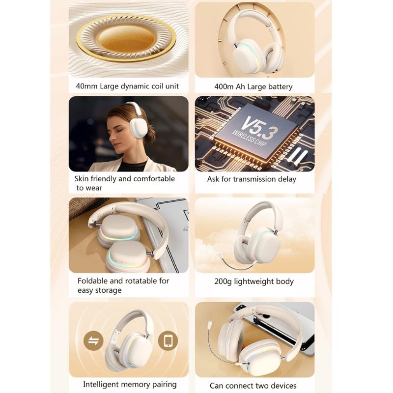 Bluetooth-compatible Headphones Wireless Bluetooth-compatible Foldable Headphones Over Ear for Travel Cellphone PC