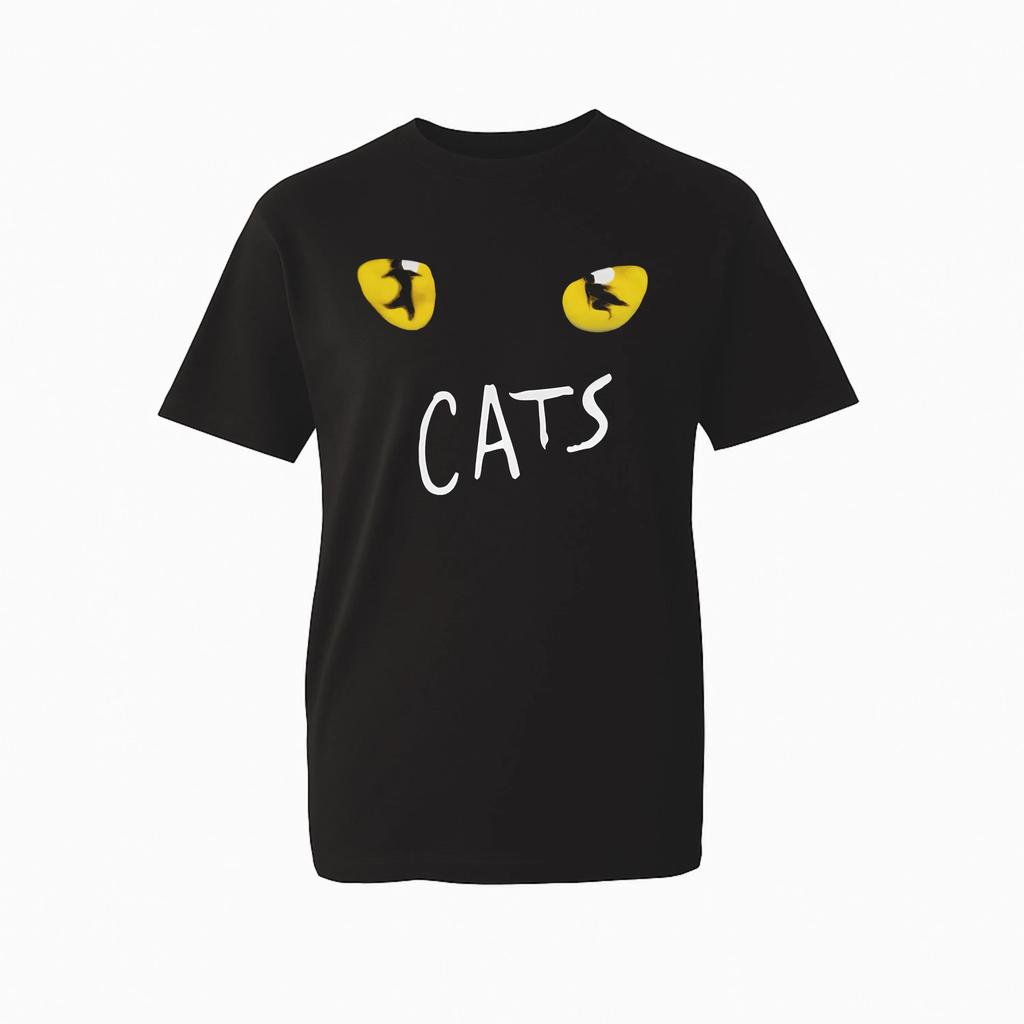 Retro Style 80s Theatre Cat Eyes Tshirt Shadow Cat Goth Alt Casual Crewneck Unisex 100 Cotton Novelty Gift Ttop Fashionable