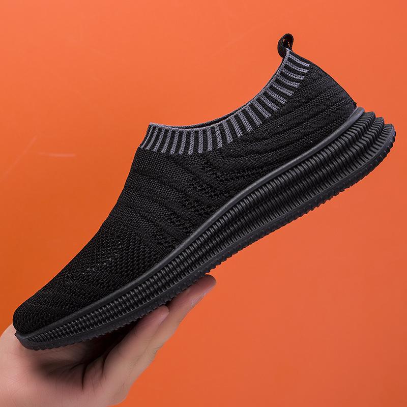 Spring Fly-woven Mesh Sneakers Men's New Breathable Walking Driving Casual Shoes Soft Sole Soft Surface Comfortable Men's Shoes