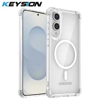 KEYSION Transparent Shockproof Case for Samsung Galaxy S25 Edge 5G Magnetic Wireless Charging Clear Phone Back Cover