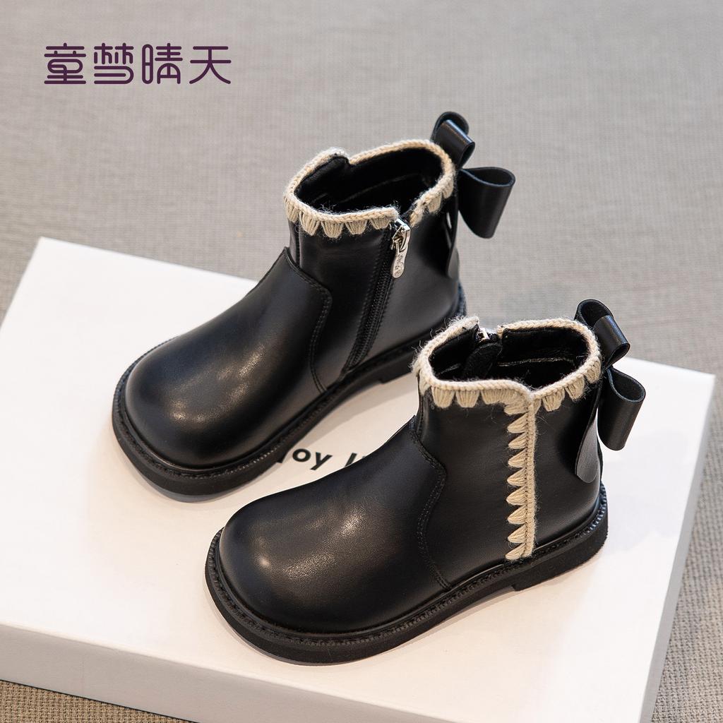 Girls short boots spring and autumn 2025 new children's boots women's treasure leather shoes princess boots autumn and winter girls Martin boots