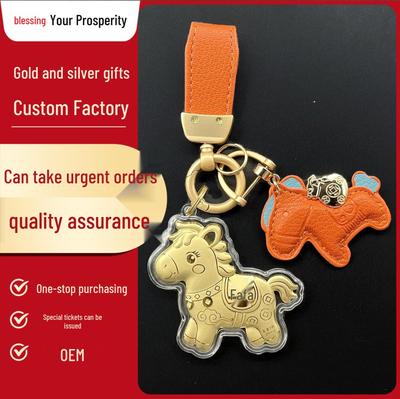Reine 999 Gold Tierkreiszeichen Pferd Anhänger Schlüsselanhänger & Handy Lanyard