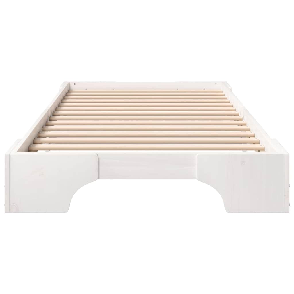 White Bed Frame 80 x 210 cm Solid Pine Wood