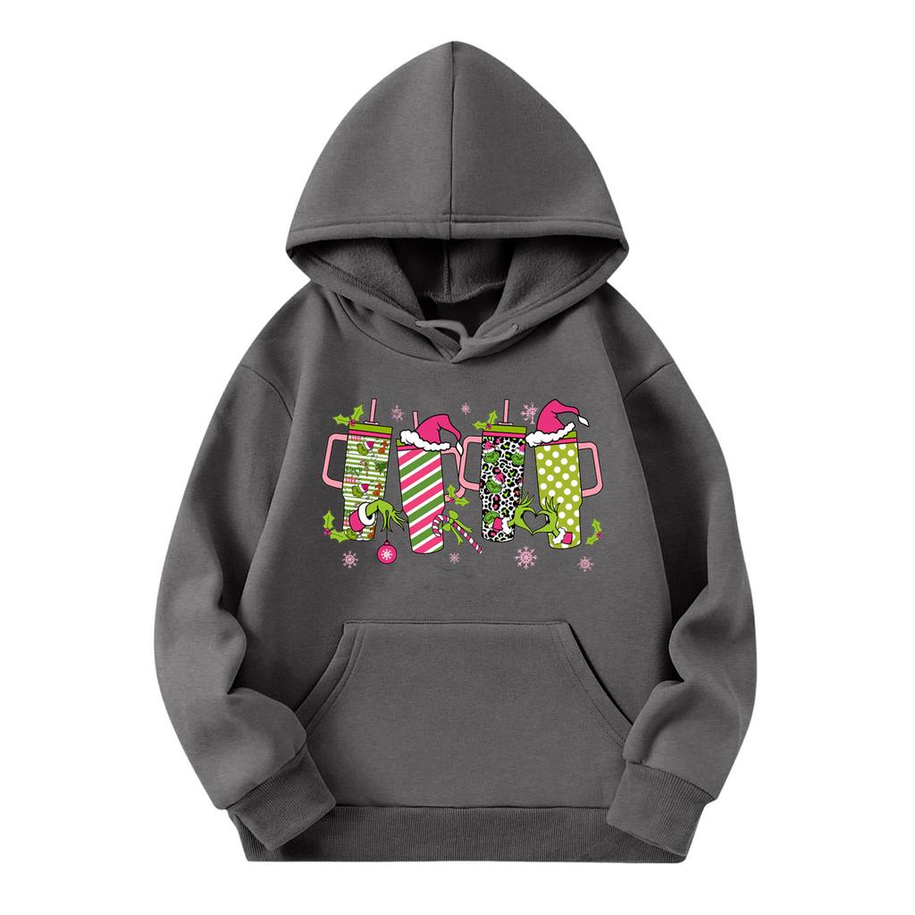 Child Fashion Lightweight Long Sleeve Pullover With Pockets Print Hoodie