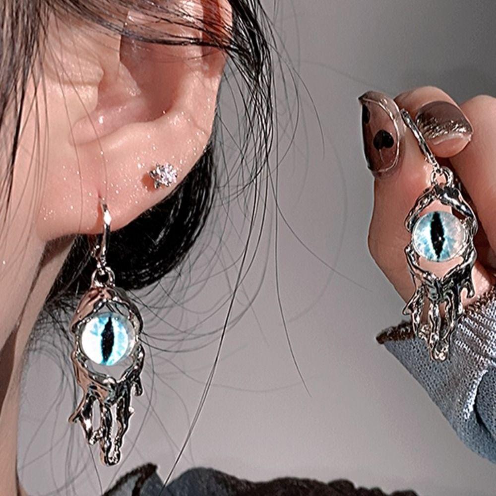 Zinc Zinc Alloy Braided Demon Eye Ear Studs Aesthetic Lucky Evil Eye Earrings Cat Eyes Earrings Studs  Party