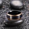 8mm Black Brushed Titanium Stainless Steel Rings for Men Rose Gold Color Step Edge Men Rings Wedding Engagement Jewelry