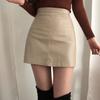 2024 Korean Style High Waist PU Leather Short A-line Skirt - Slimming Black Hip Wrap for Women