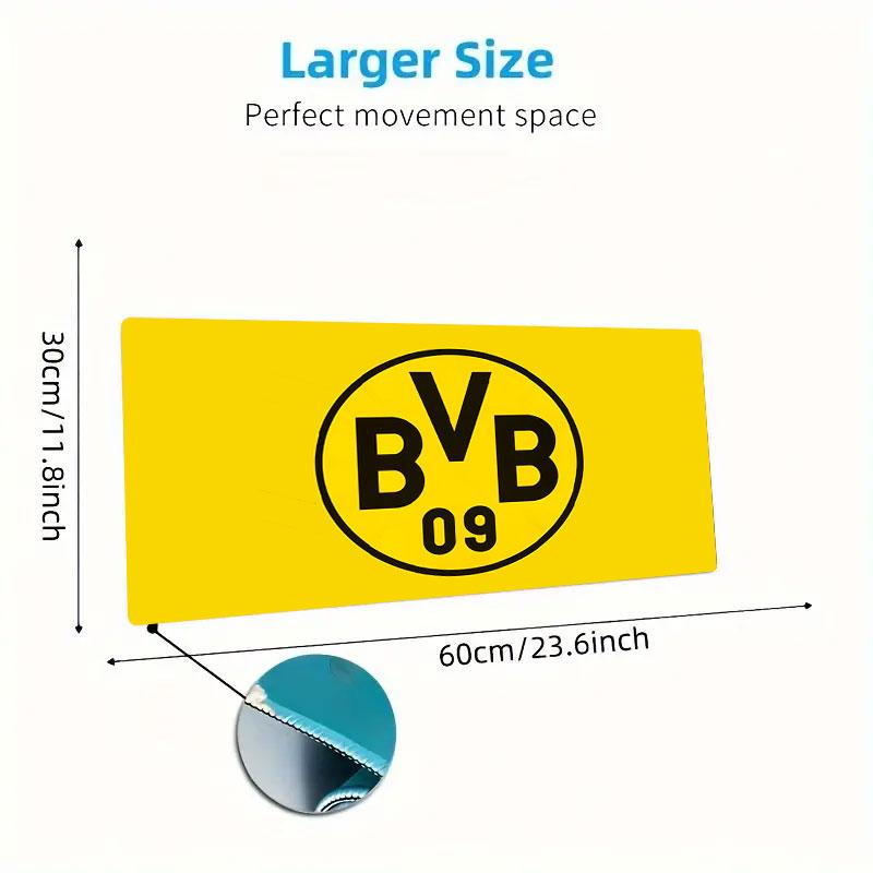 Dortmund Team Logo Mauspade, Große Gaming Schreibtischmatte, Rutschfestes XXL Mauspade für Laptop & Tablet, Mini-PC Spielmatte mit Genähten Kanten