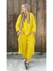 Set da Donna Primavera 2025 Taglie Forti Cotone Lino Set 2 Pezzi: Pantaloni Larghi a Vita Alta & Camicia