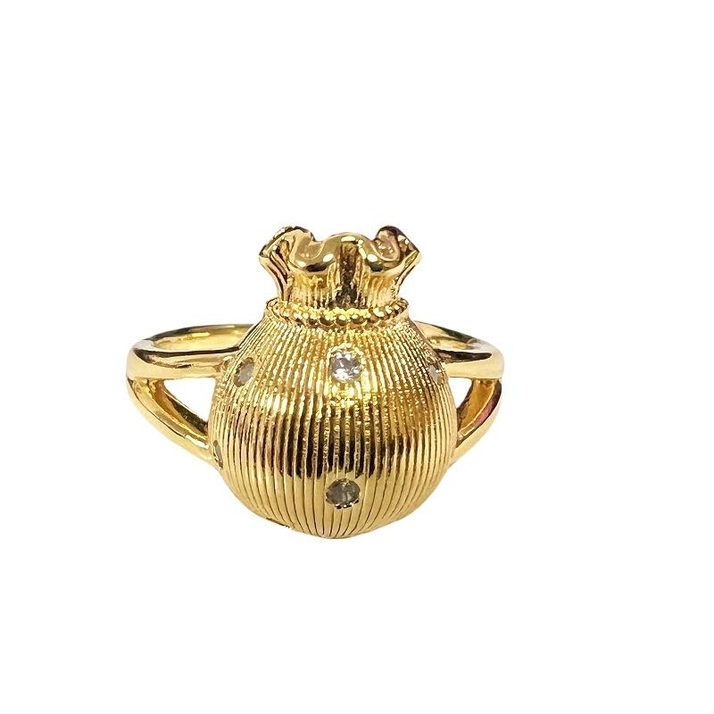 Light Luxury French Retro Heavy Industry Money Bag Open Ring Medieval Niche Design Exquisite High-End Four-Leaf Clover Ring