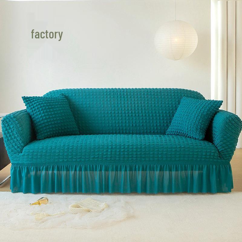 

Эластичный чехол на диван из сирсаки, дышащий и пыленепроницаемый; Подходит для L-образного трехместного дивана-шезлонга. Single S (90-140CM)