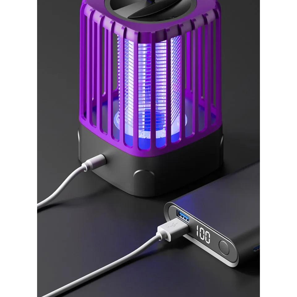 Mosquito fumigator, mosquito repellent for home. Portable insect lamp trap, electric fly swatter, purple