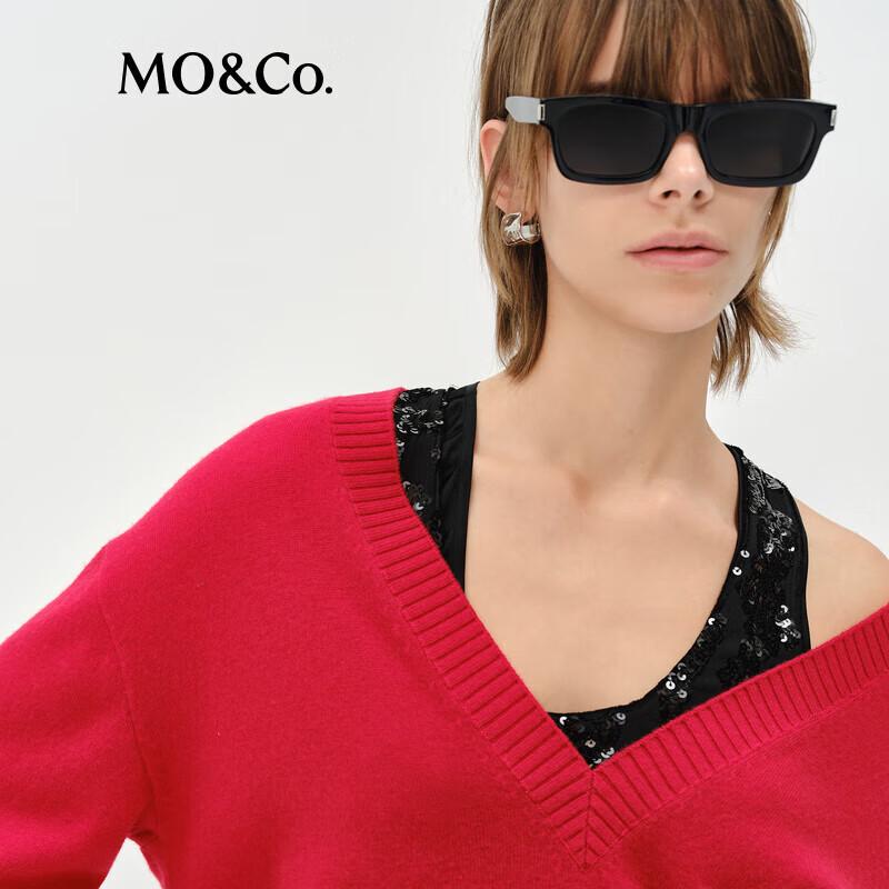 MO&Co. Women's Loose Merino Cashmere V-Neck Sweater