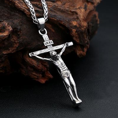 Klasické přívěsky na krk s motivem Ježíše trpícího na kříži pro muže Nerezová ocel Křesťanský amulet Šperky Módní náboženský dárek
